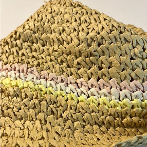 BILLABONG Paper Straw Hat Pastel Stripes Pink White Yellow Cowboy Sun Festival - Picture 11 of 12